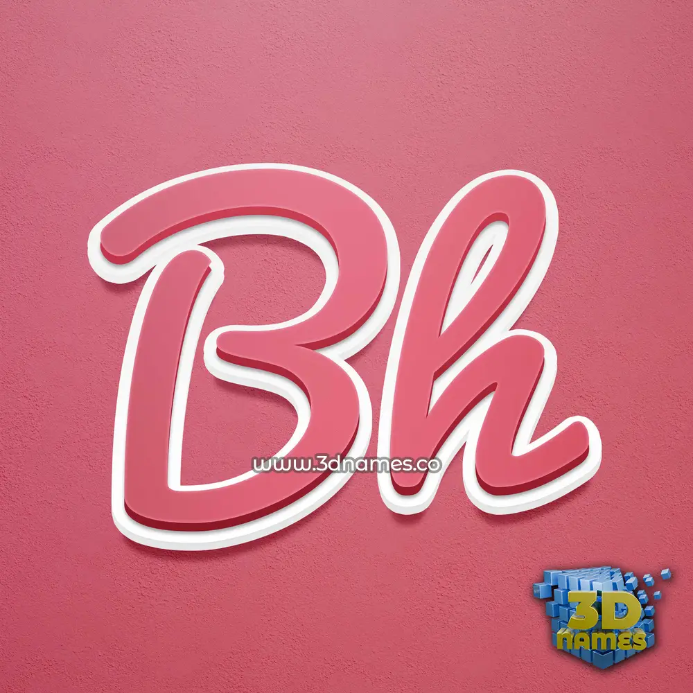 bh in Red Scribble style - 3D name wallpaper