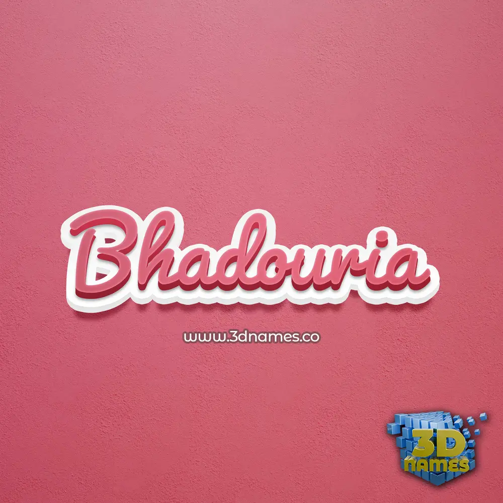 bhadouria in Red Scribble style - 3D name wallpaper