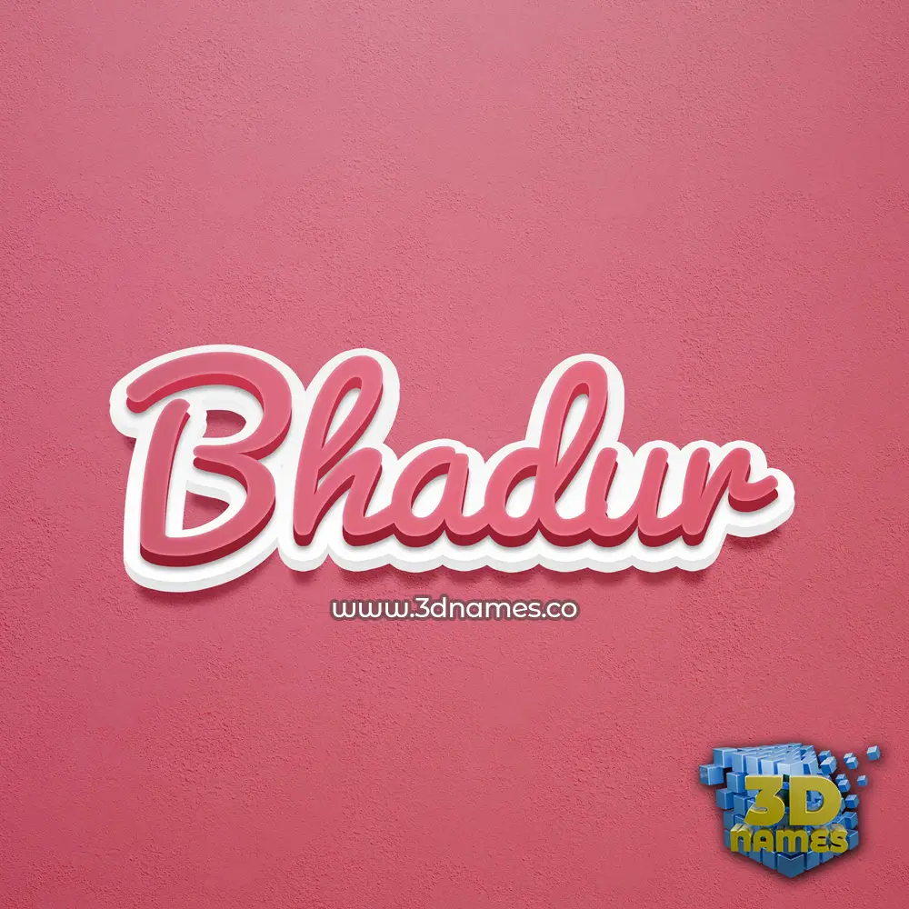 bhadur in Red Scribble style - 3D name wallpaper
