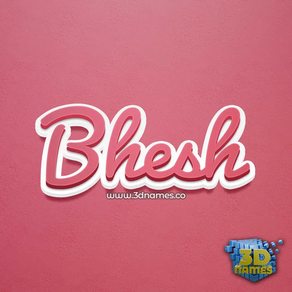 bhesh in Red Scribble style - 3D name wallpaper