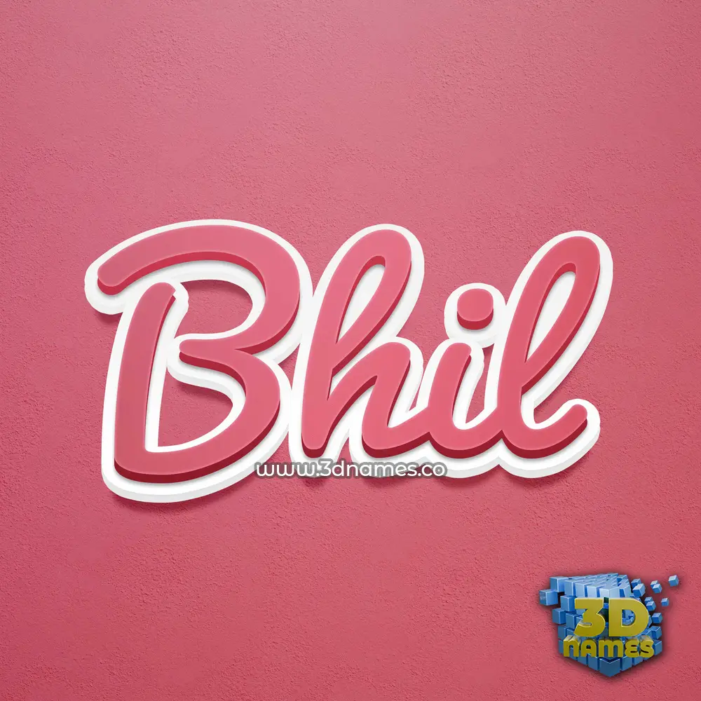 bhil in Red Scribble style - 3D name wallpaper