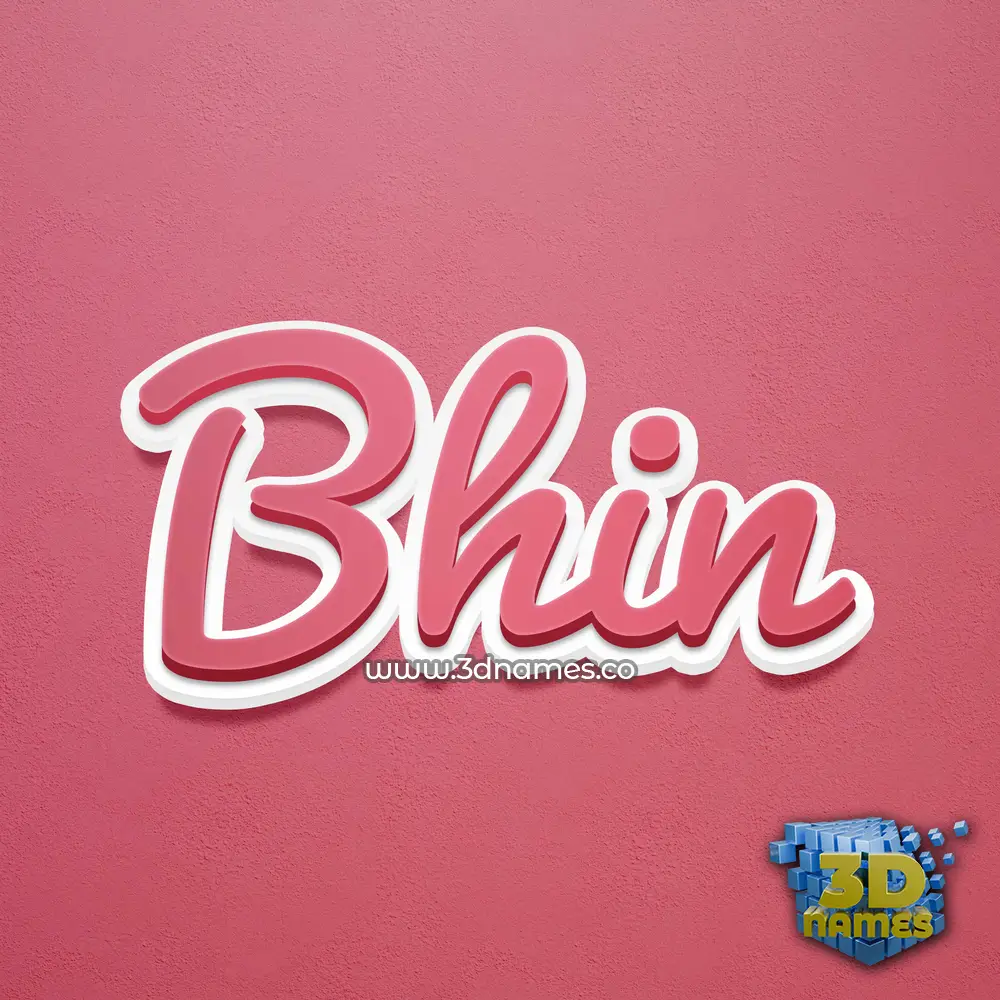 bhin in Red Scribble style - 3D name wallpaper