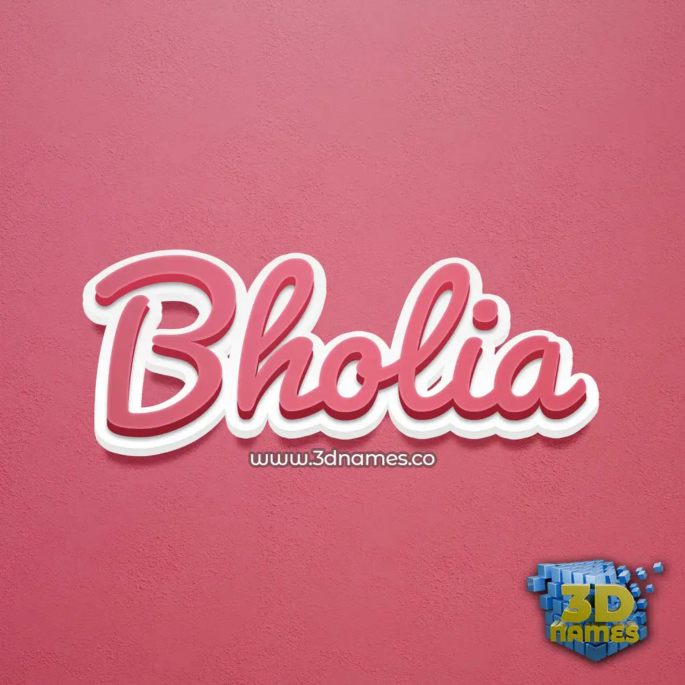 bholia in Red Scribble style - 3D name wallpaper