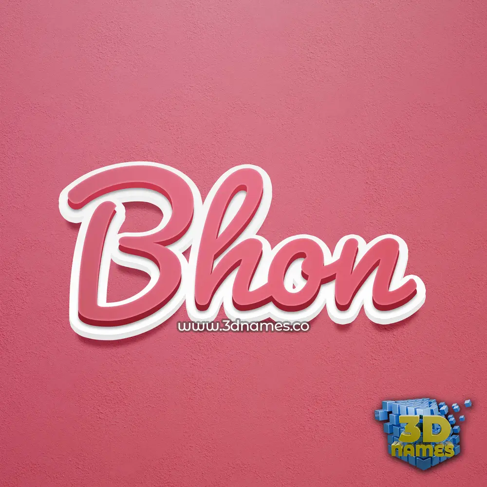 bhon in Red Scribble style - 3D name wallpaper