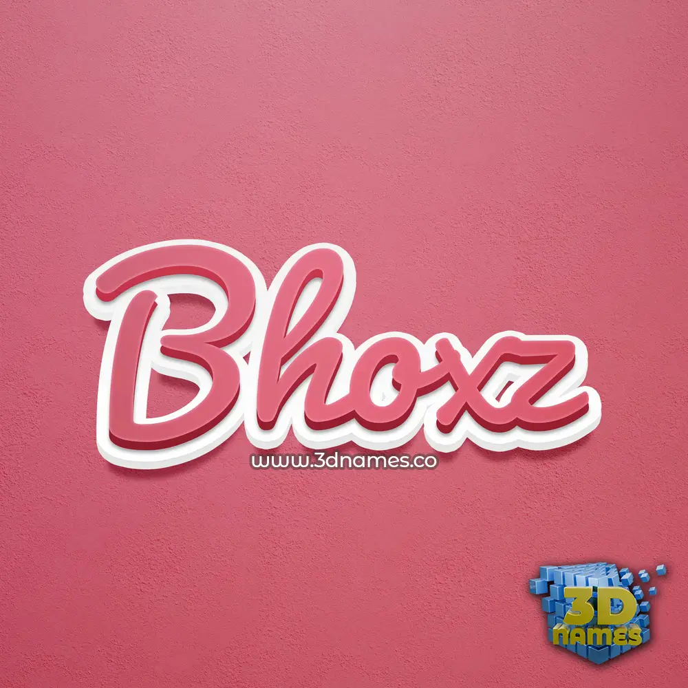 bhoxz in Red Scribble style - 3D name wallpaper