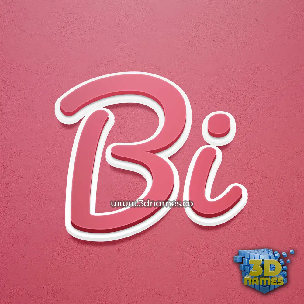 bi in Red Scribble style - 3D name wallpaper