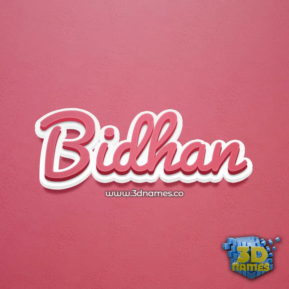 bidhan in Red Scribble style - 3D name wallpaper