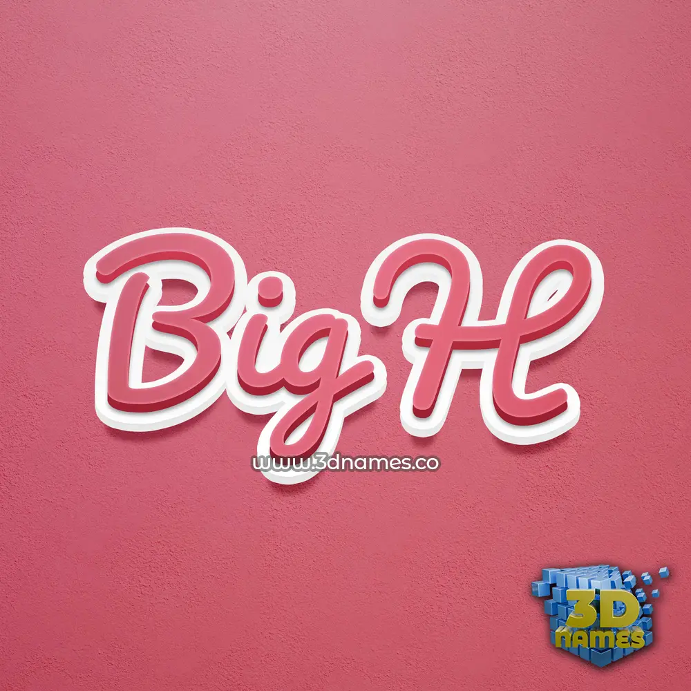 big h in Red Scribble style - 3D name wallpaper