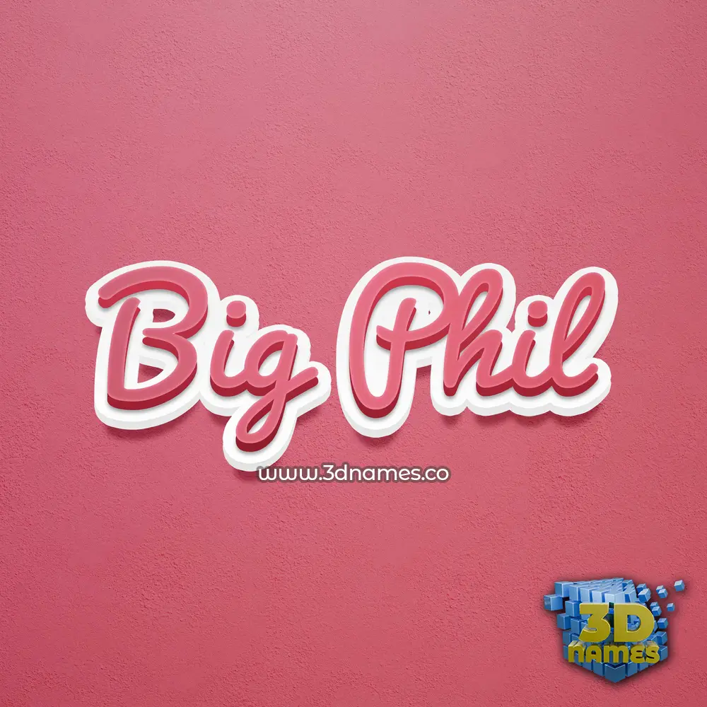 big phil in Red Scribble style - 3D name wallpaper