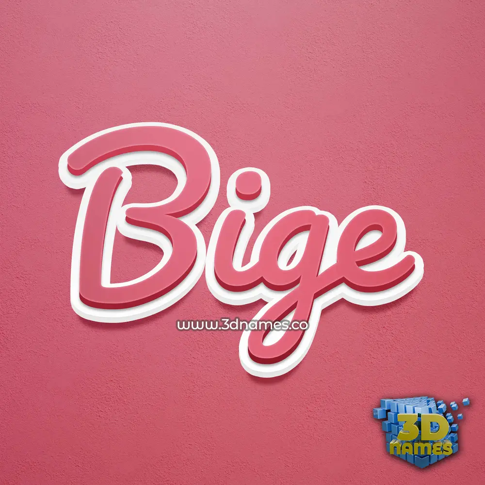 bige in Red Scribble style - 3D name wallpaper