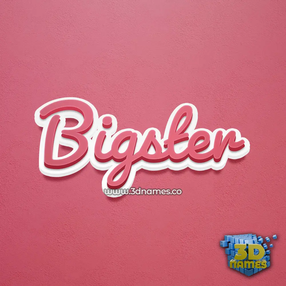 bigster in Red Scribble style - 3D name wallpaper