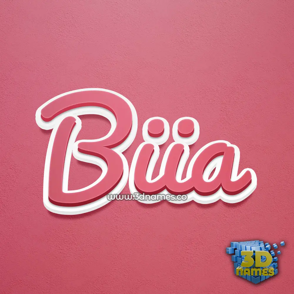 biia in Red Scribble style - 3D name wallpaper