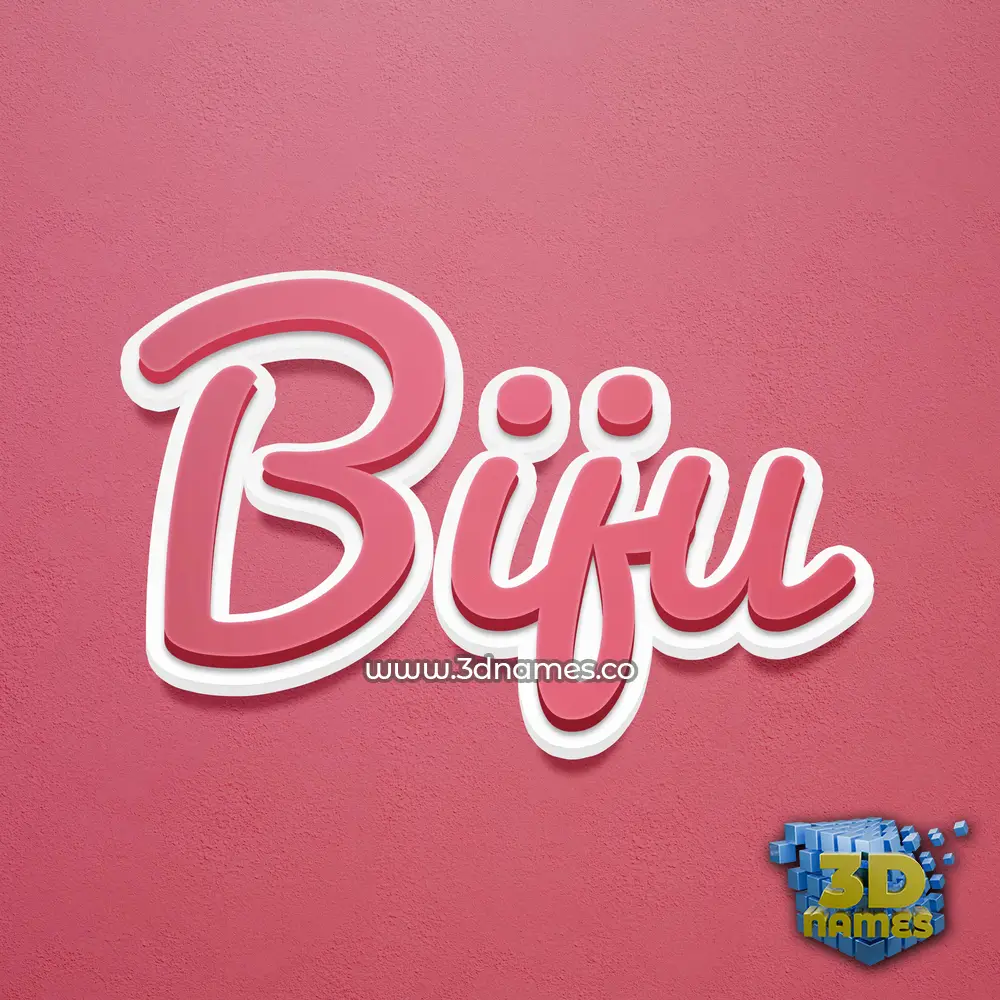 biju in Red Scribble style - 3D name wallpaper