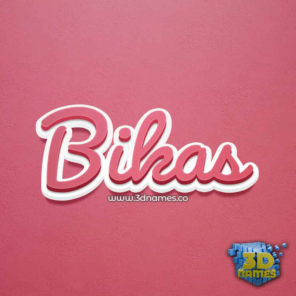 bikas in Red Scribble style - 3D name wallpaper