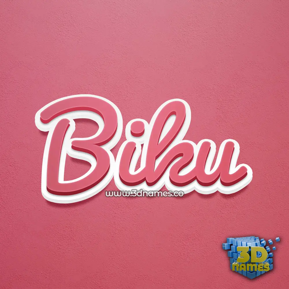 biku in Red Scribble style - 3D name wallpaper