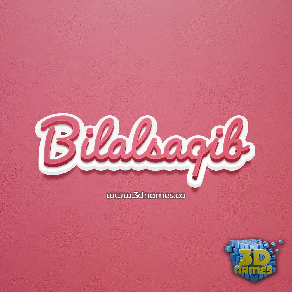 bilalsaqib in Red Scribble style - 3D name wallpaper