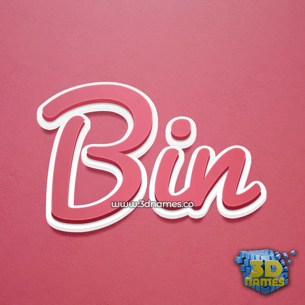 bin in Red Scribble style - 3D name wallpaper
