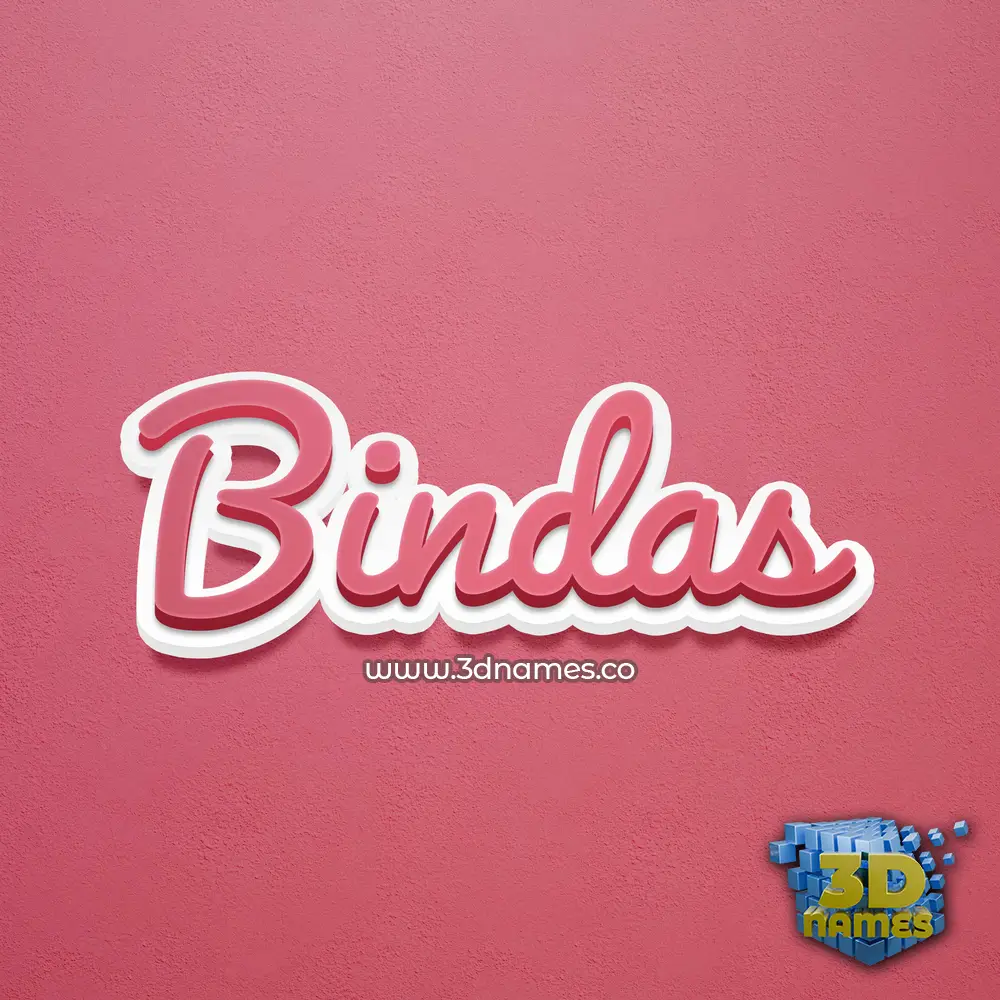 bindas in Red Scribble style - 3D name wallpaper