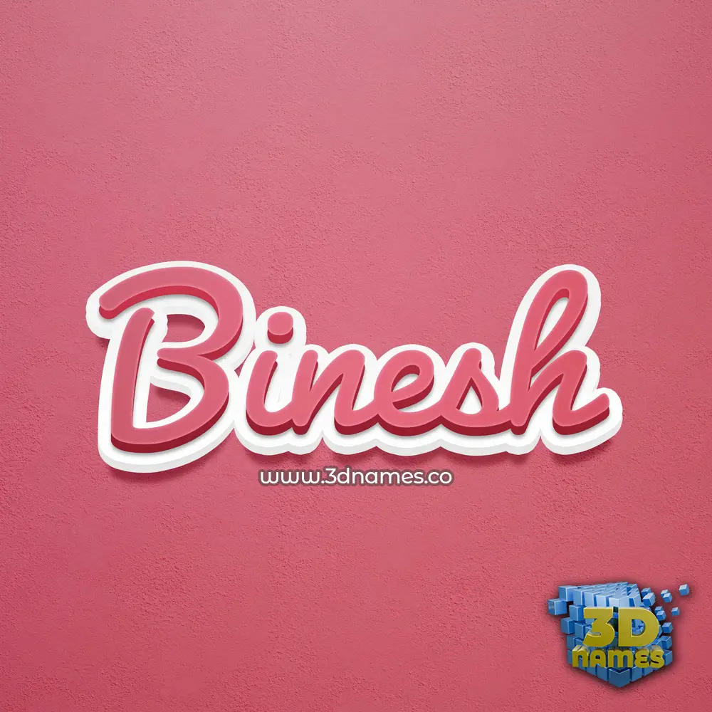 binesh in Red Scribble style - 3D name wallpaper