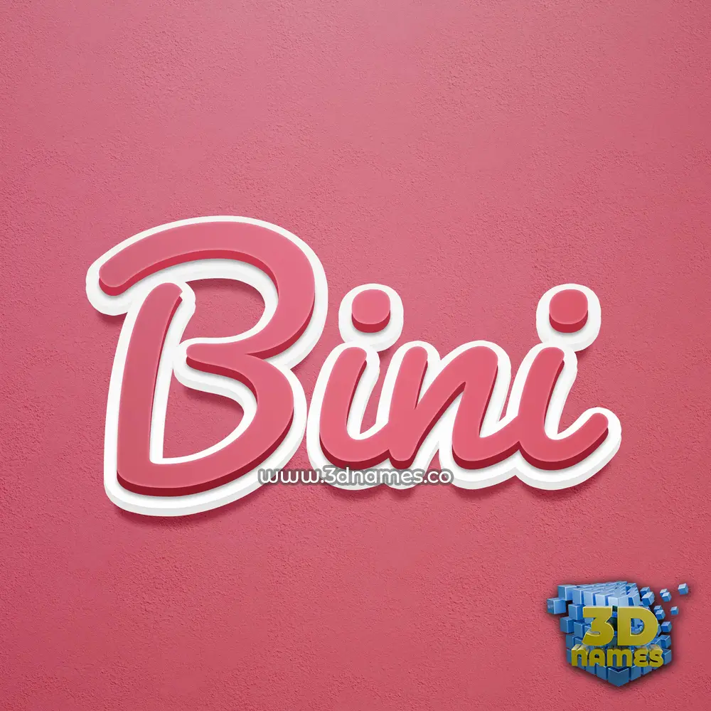 bini in Red Scribble style - 3D name wallpaper
