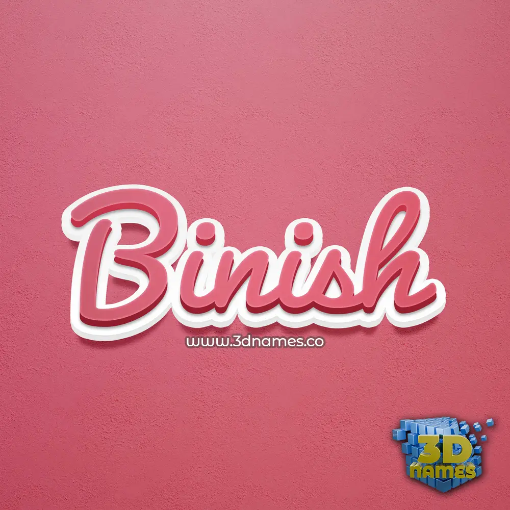 binish in Red Scribble style - 3D name wallpaper