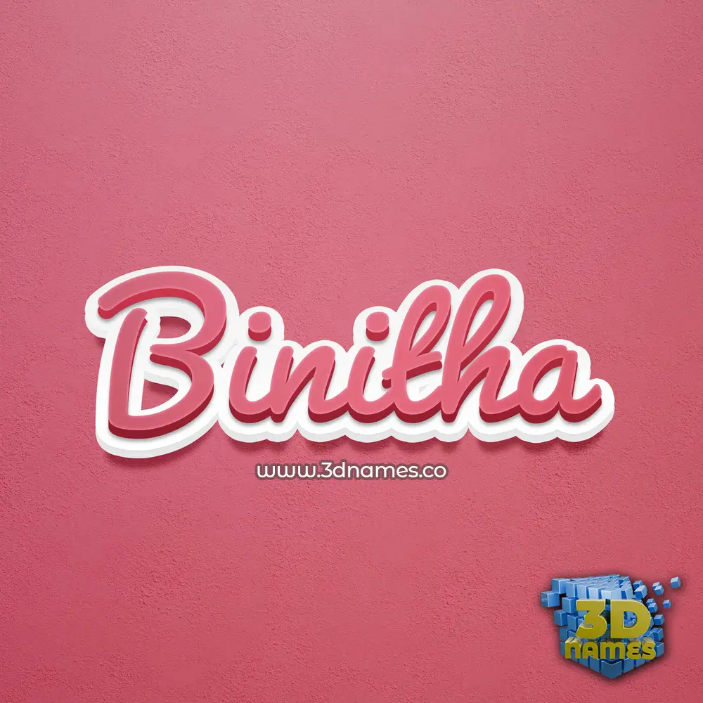 binitha in Red Scribble style - 3D name wallpaper