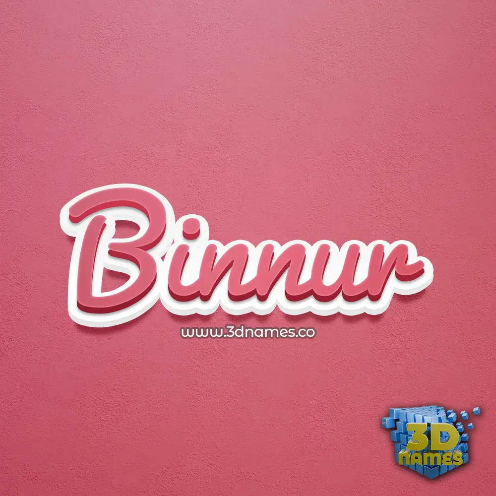 binnur in Red Scribble style - 3D name wallpaper