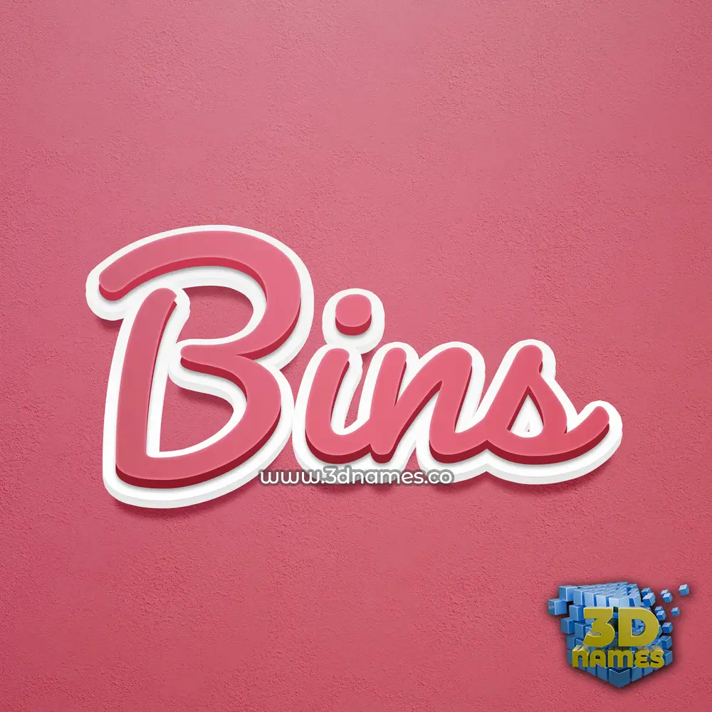 bins in Red Scribble style - 3D name wallpaper