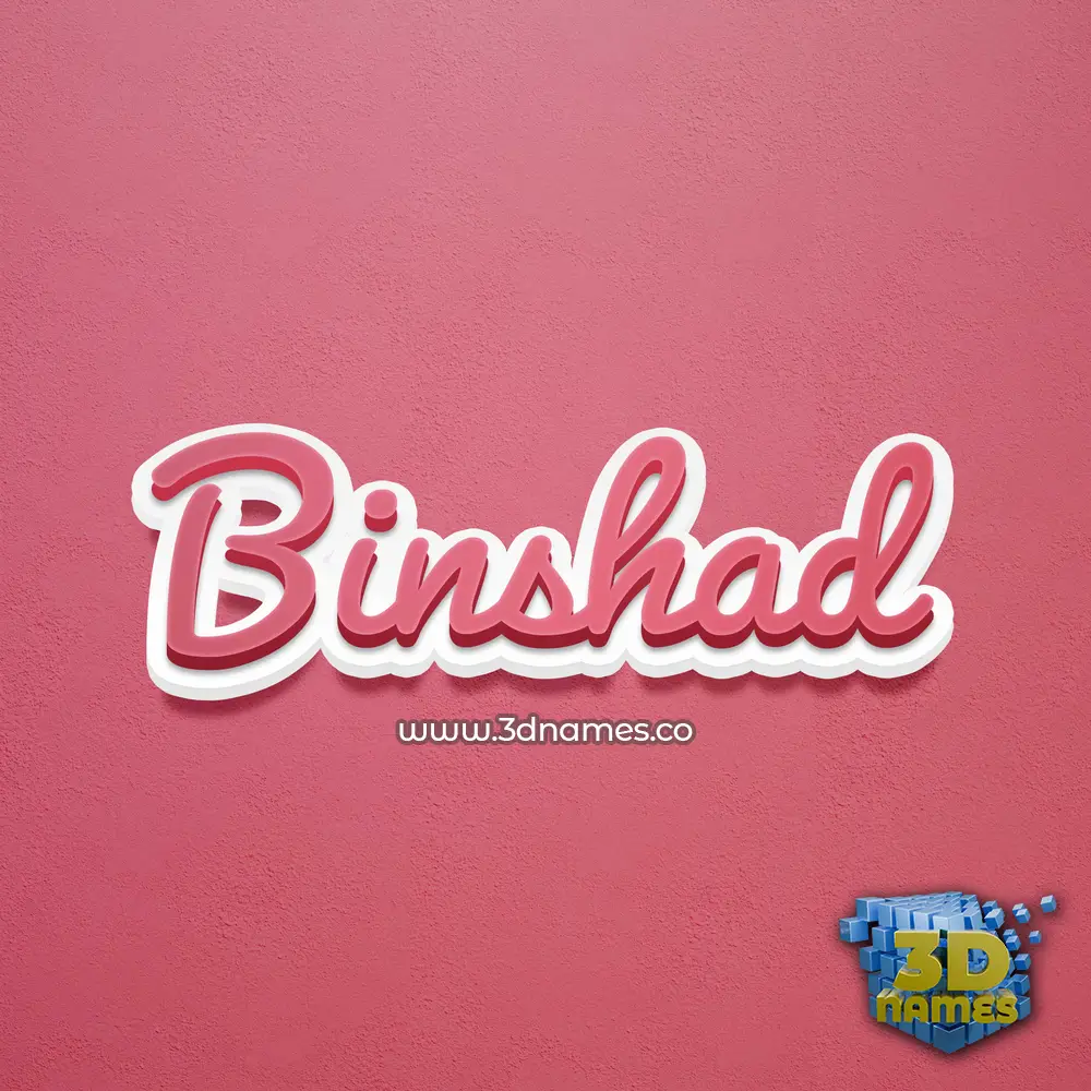binshad in Red Scribble style - 3D name wallpaper