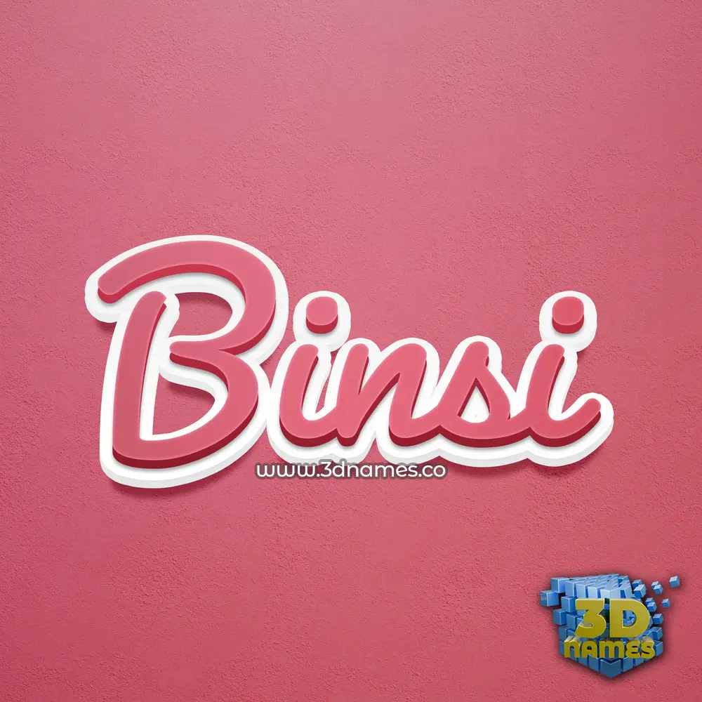 binsi in Red Scribble style - 3D name wallpaper