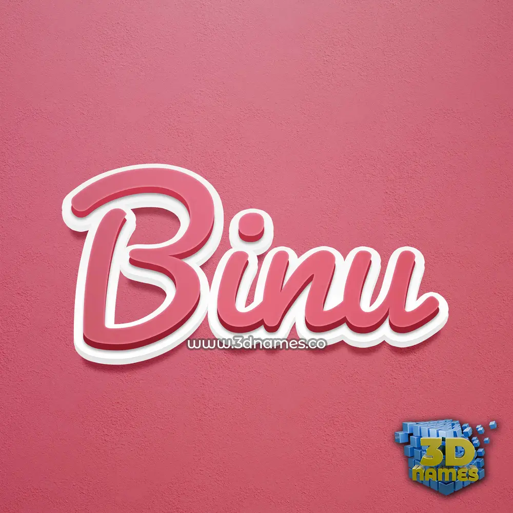 binu in Red Scribble style - 3D name wallpaper