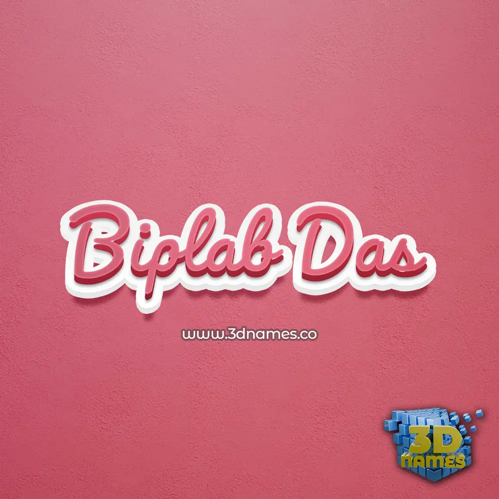 biplab das in Red Scribble style - 3D name wallpaper