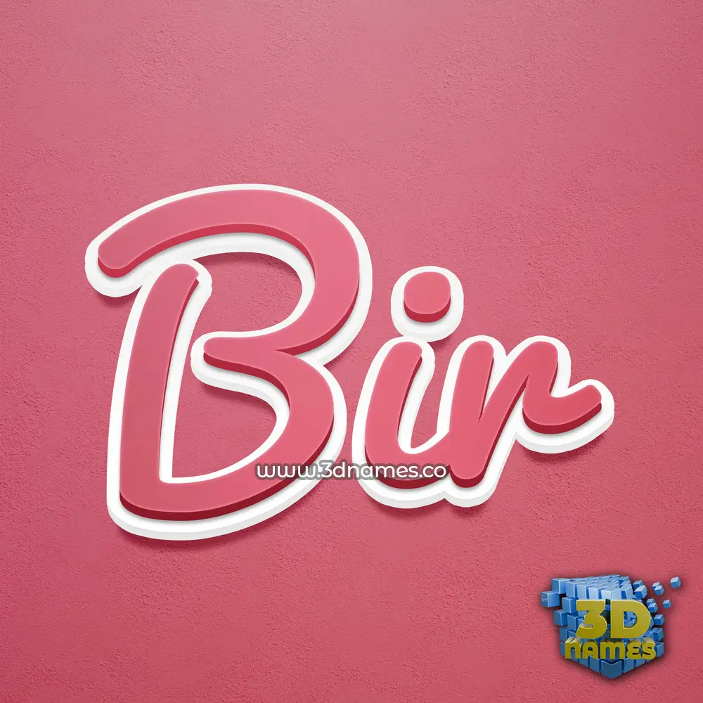 bir in Red Scribble style - 3D name wallpaper