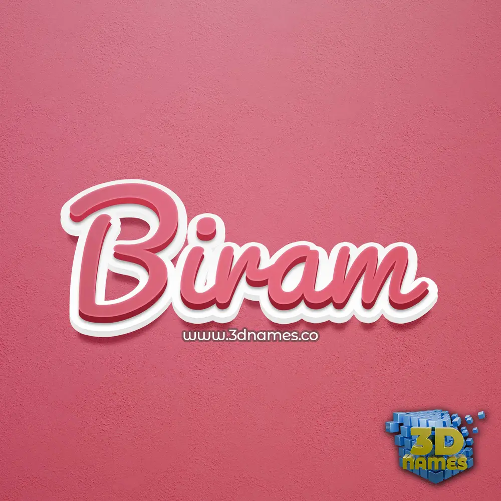 biram in Red Scribble style - 3D name wallpaper