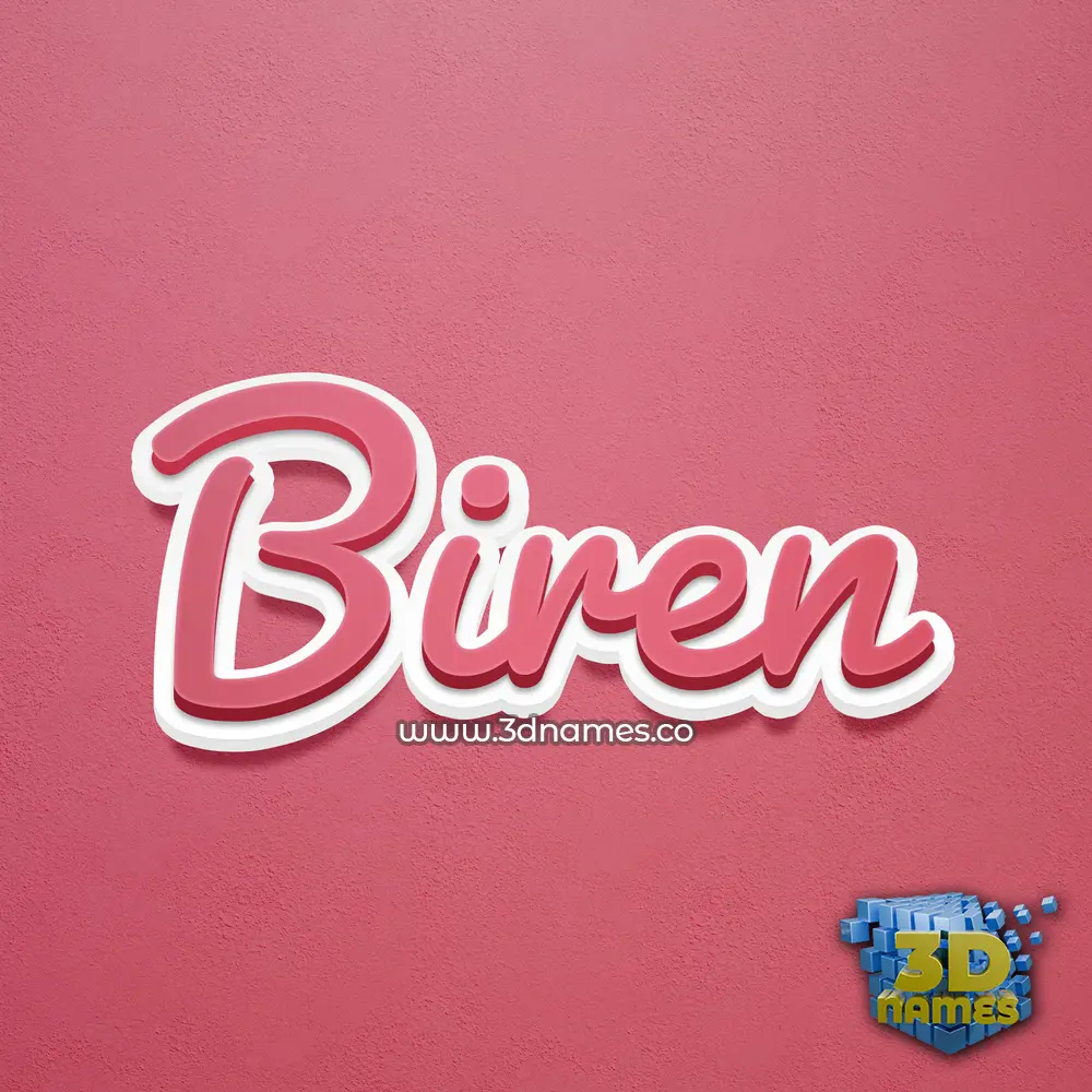 biren in Red Scribble style - 3D name wallpaper