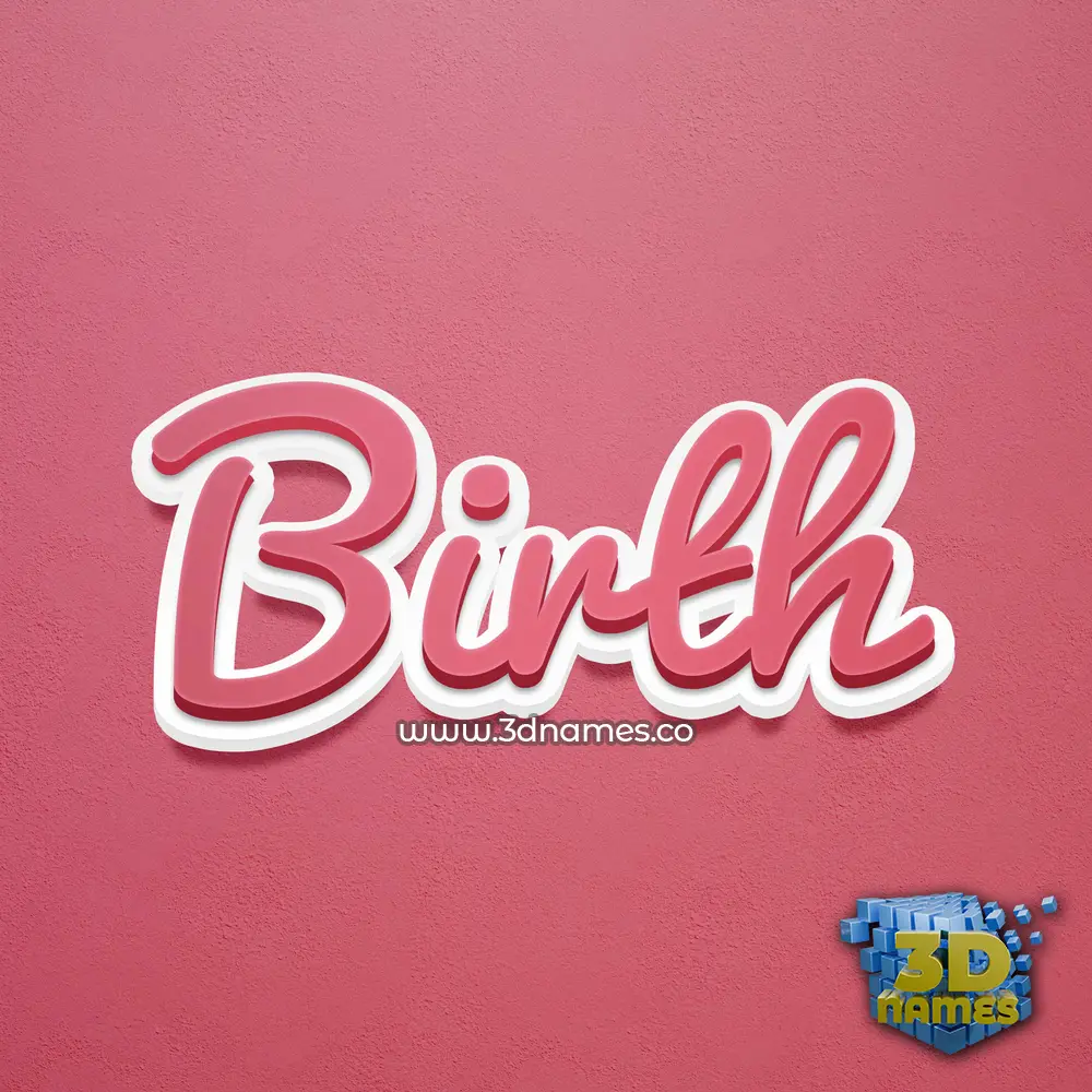 birth in Red Scribble style - 3D name wallpaper