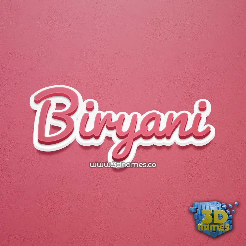 biryani in Red Scribble style - 3D name wallpaper