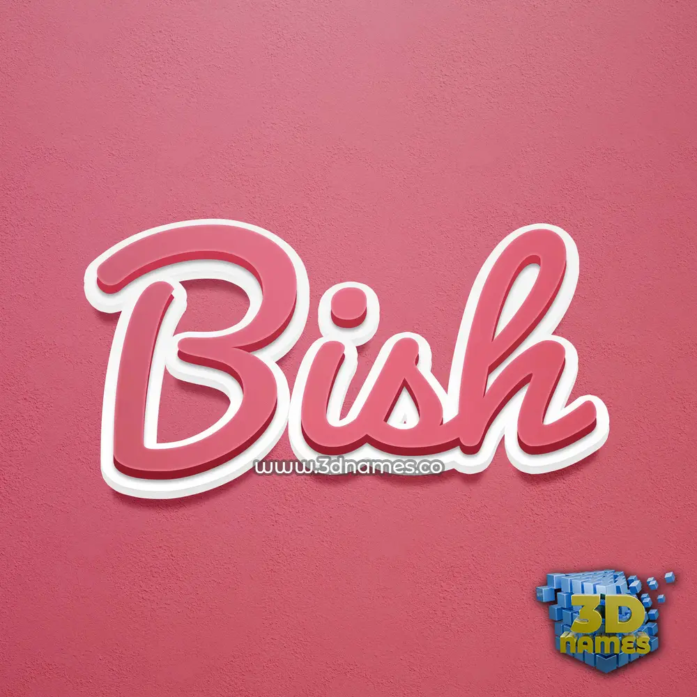 bish in Red Scribble style - 3D name wallpaper