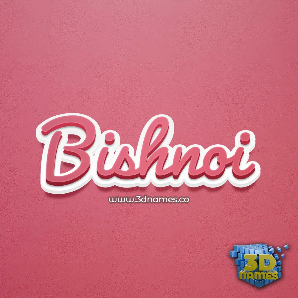 bishnoi in Red Scribble style - 3D name wallpaper