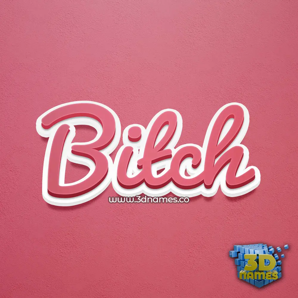 bitch in Red Scribble style - 3D name wallpaper