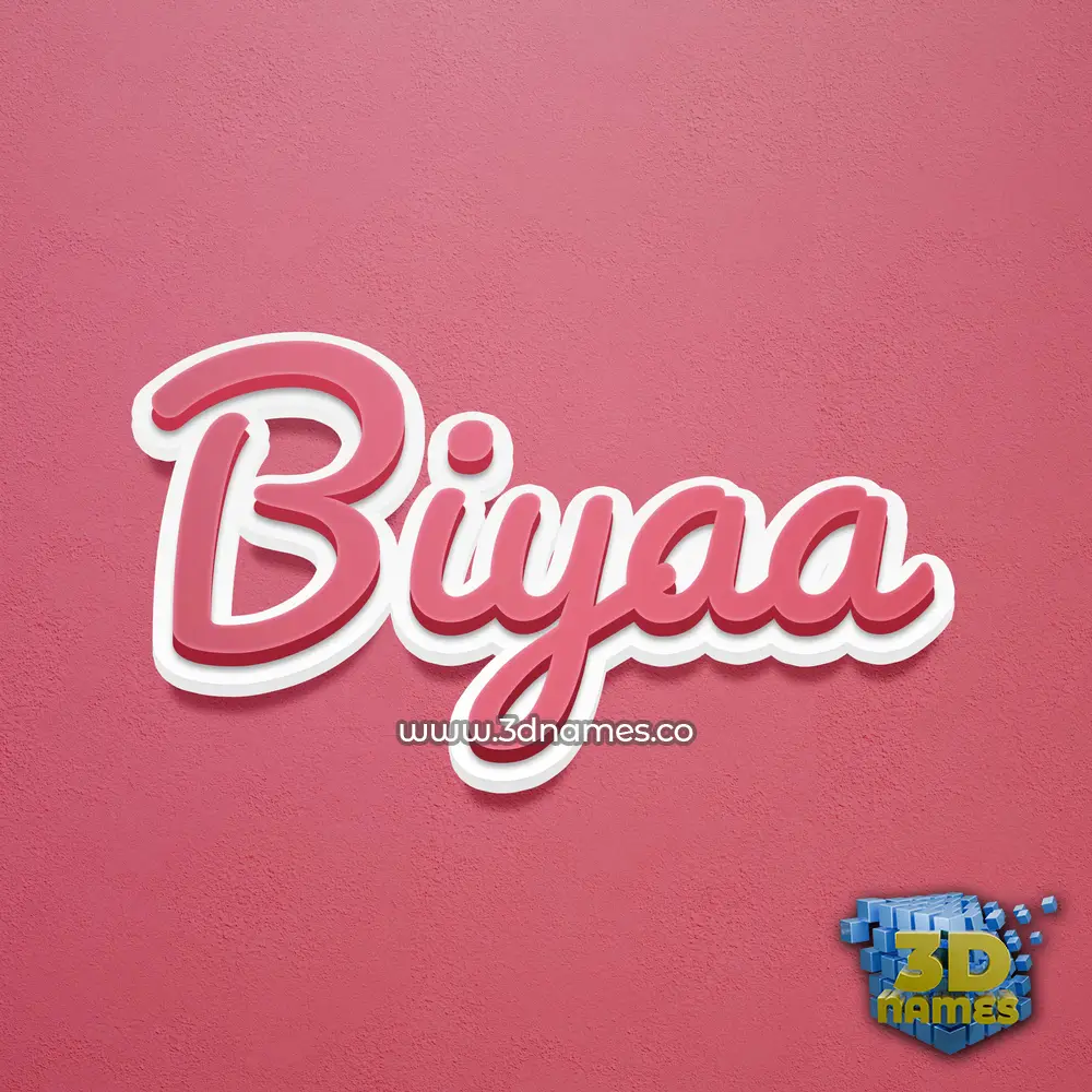 biyaa in Red Scribble style - 3D name wallpaper