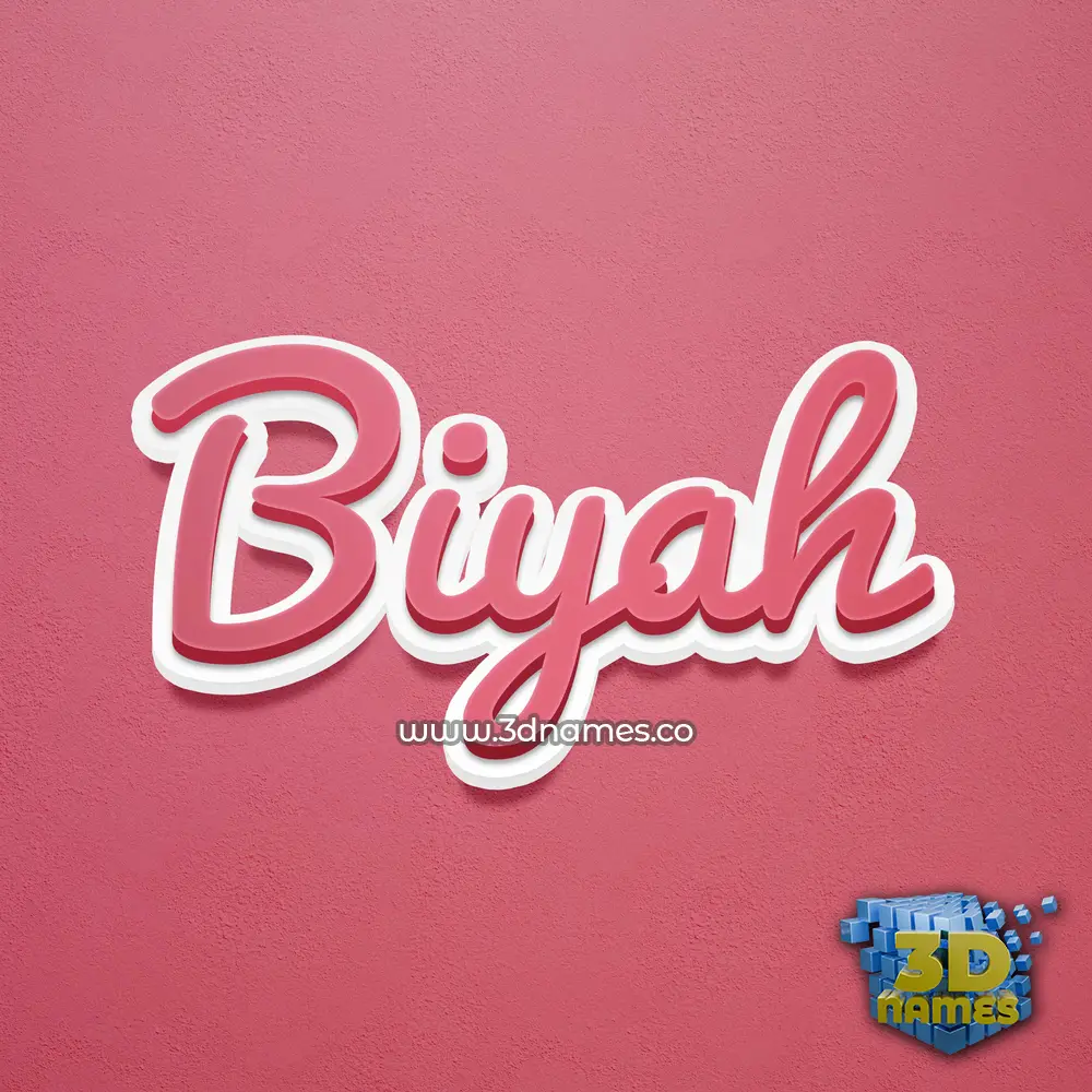 biyah in Red Scribble style - 3D name wallpaper