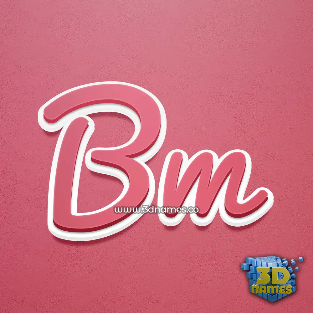 bm in Red Scribble style - 3D name wallpaper