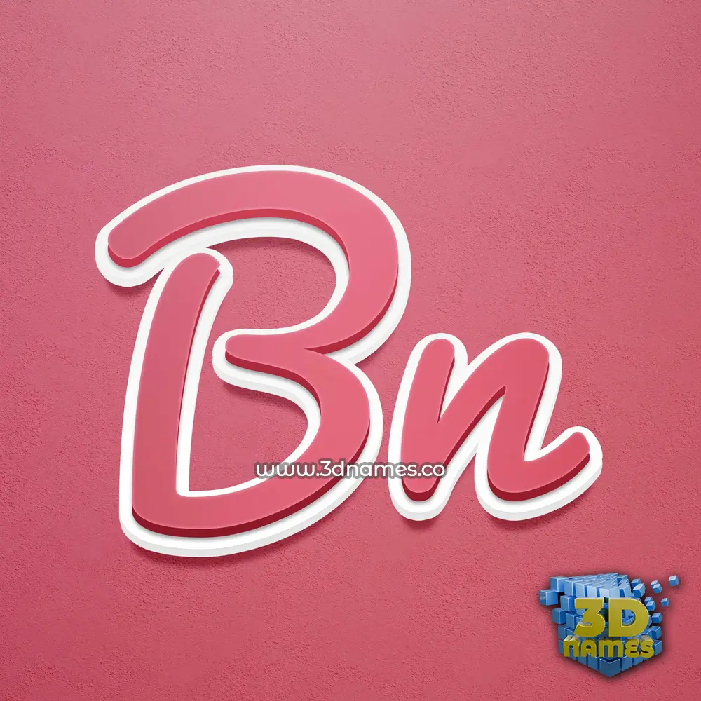 bn in Red Scribble style - 3D name wallpaper