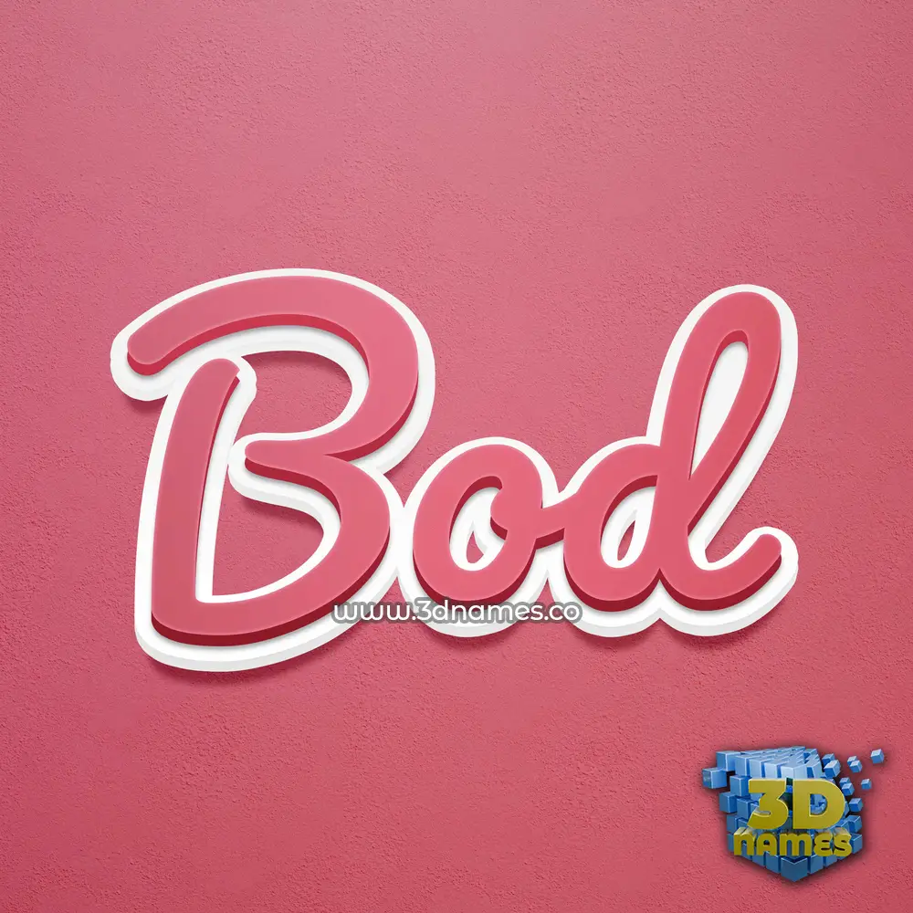 bod in Red Scribble style - 3D name wallpaper