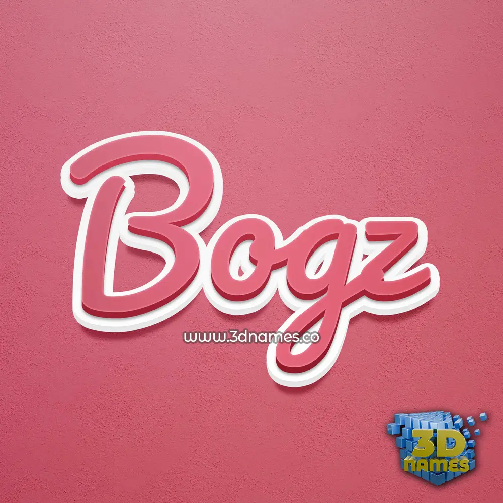 bogz in Red Scribble style - 3D name wallpaper