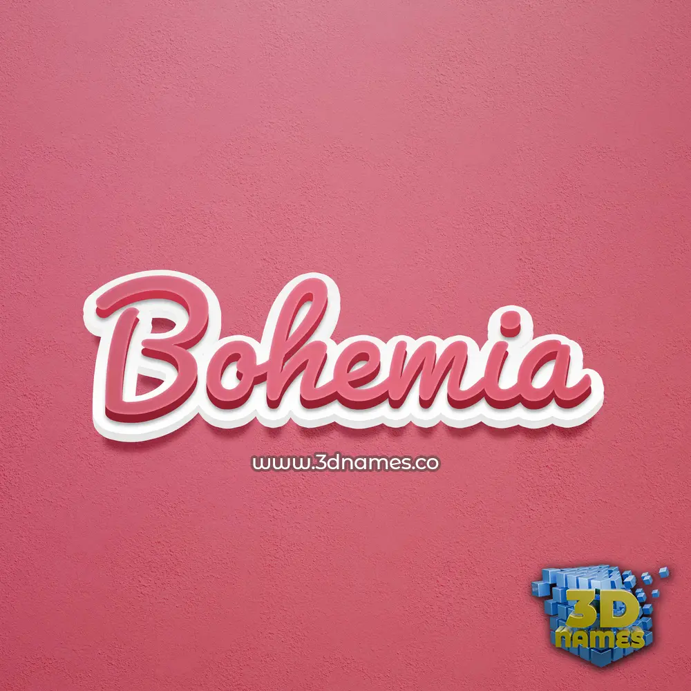 bohemia in Red Scribble style - 3D name wallpaper