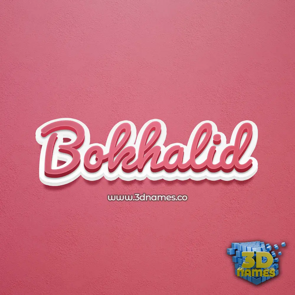 bokhalid in Red Scribble style - 3D name wallpaper