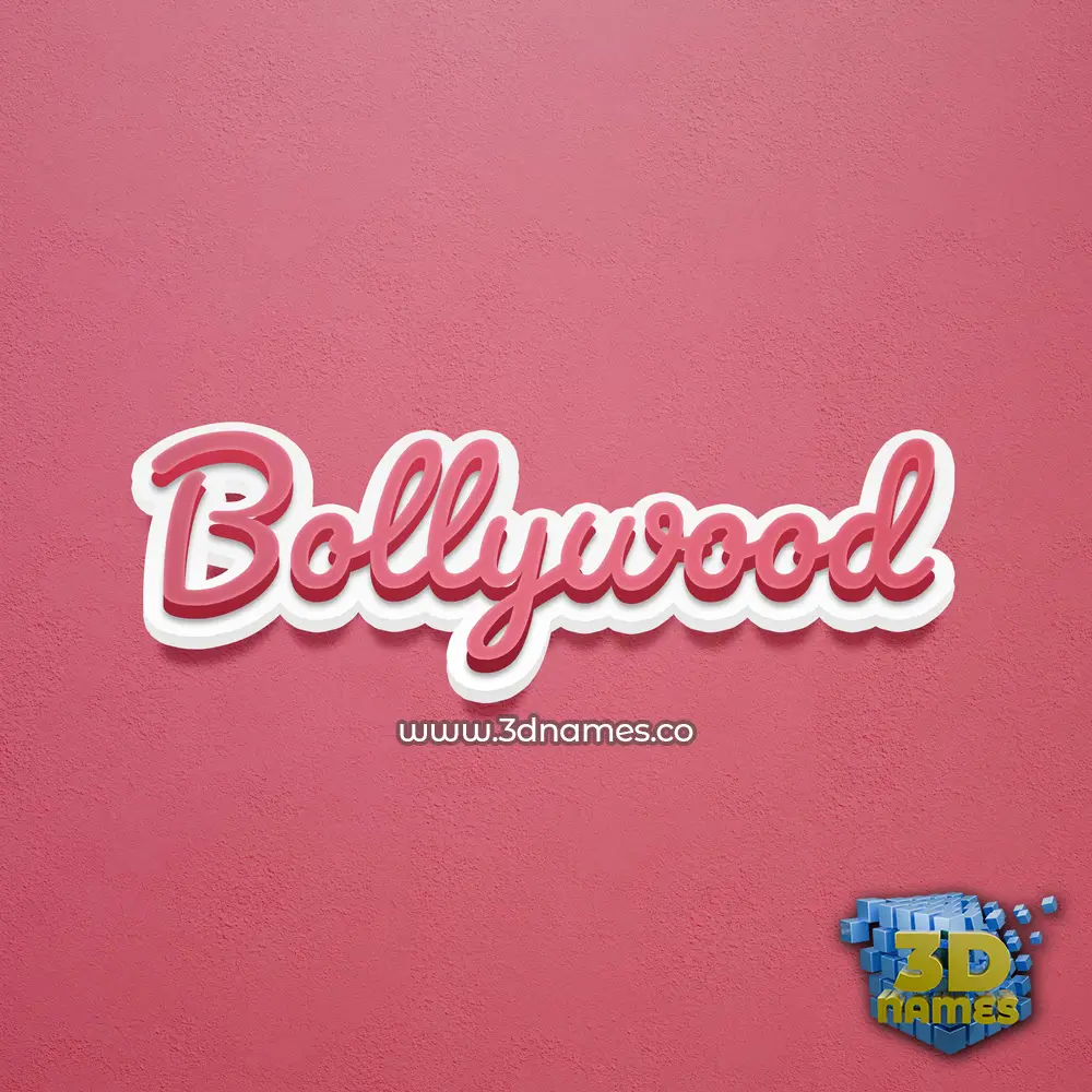 bollywood in Red Scribble style - 3D name wallpaper