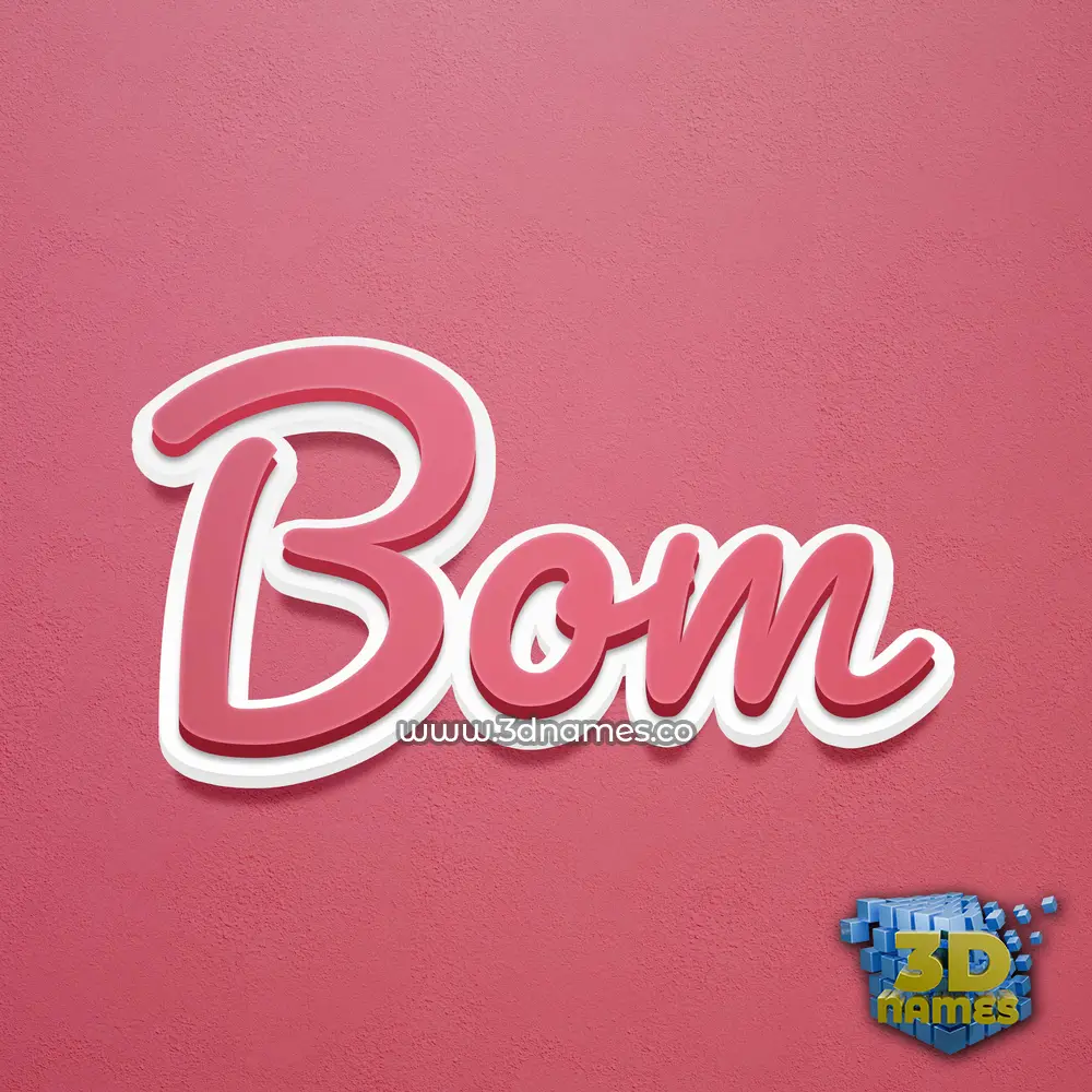 bom in Red Scribble style - 3D name wallpaper